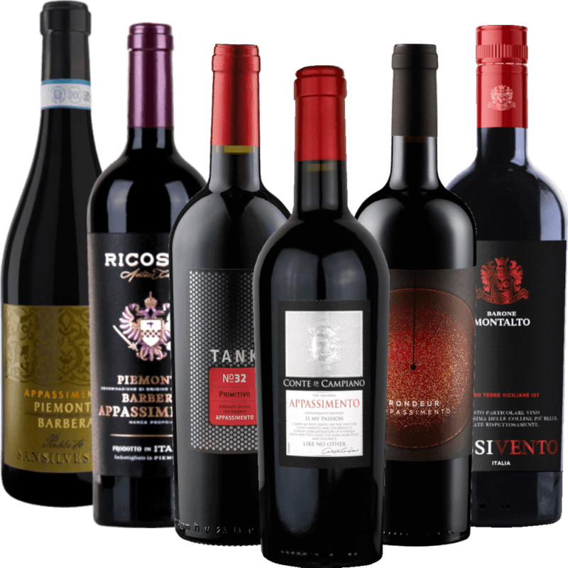 Voyage de dégustation avec des Appassimento ensoleillés - paquet de dégustation de 6 bouteilles