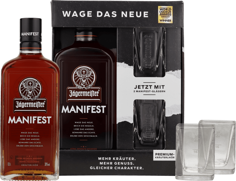 Manifest Kräuterlikör inkl. 2 Gäser 0,5 l - Jägermeister