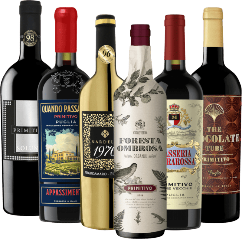Primitivo Élégants points forts 6x coffrets cadeaux de VINELLO