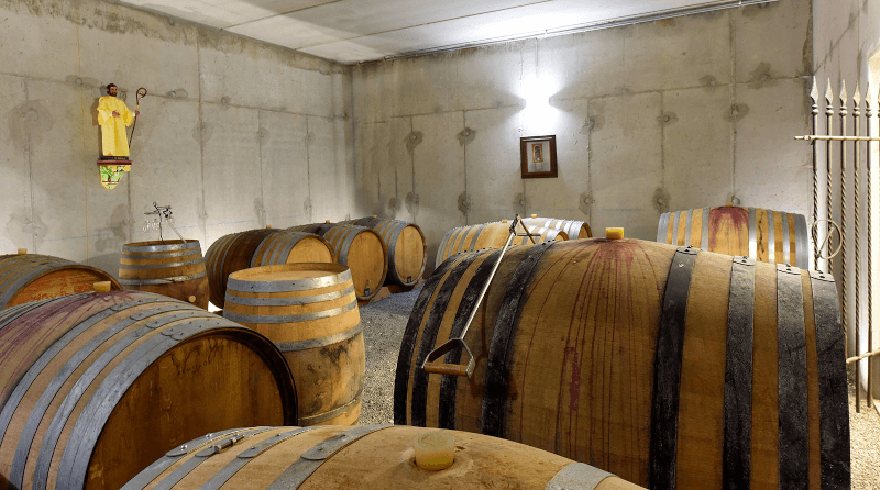 Dans la cave à fûts du domaine